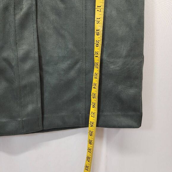 Ann Taylor Size 10 Faux Suede Button Front Skirt Green Midi Pencil Style Career - Picture 3 of 6